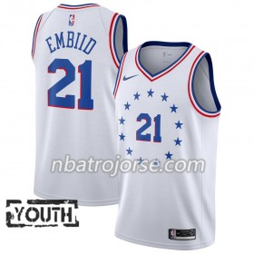 Barn Philadelphia 76ers Tröja Joel Embiid 21 2018-19 Nike Vit Swingman